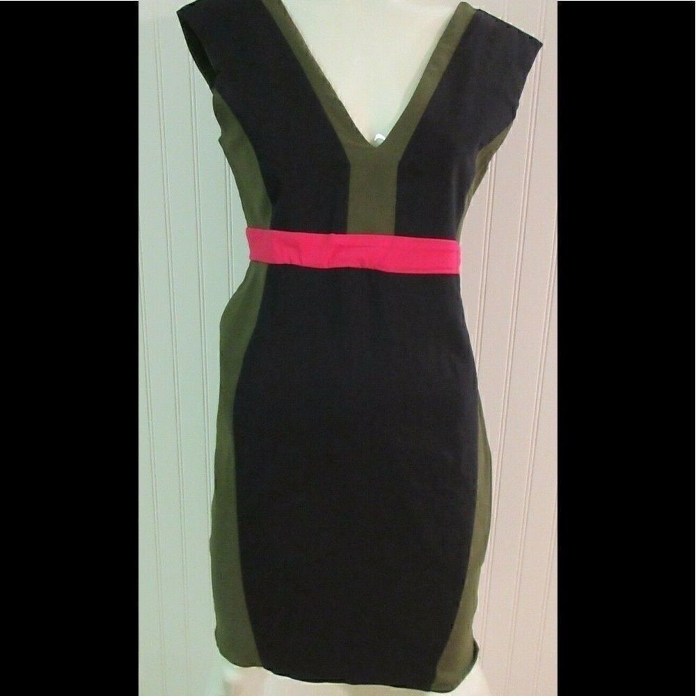 Dress by Vesper green navy & pink sz 16